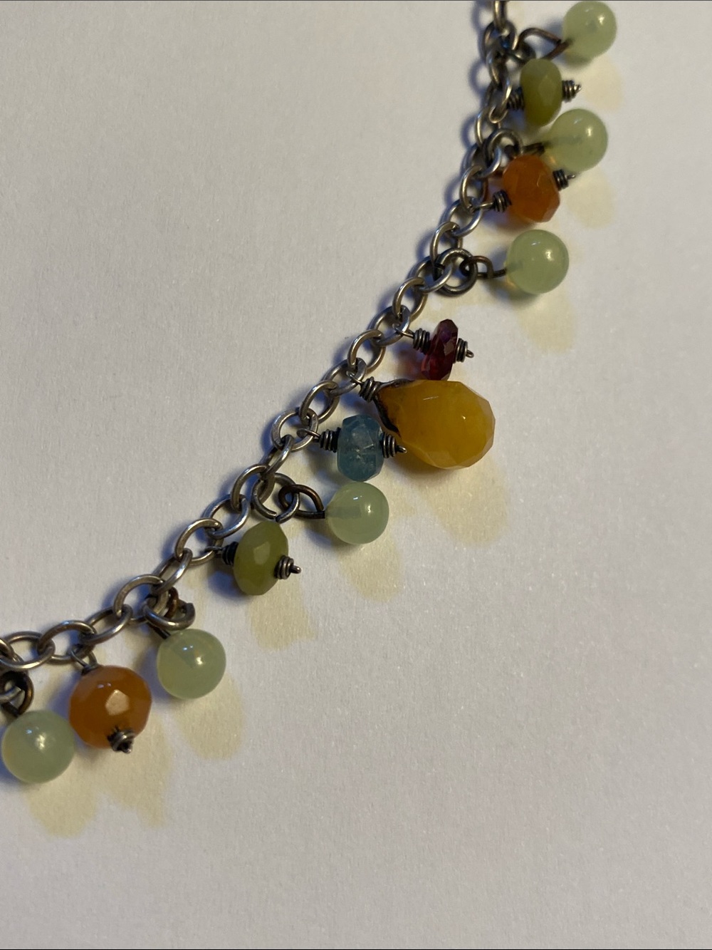 Handmade Sterling Silver and Semi Precious Stones Necklace 16” - Picture 4 of 5